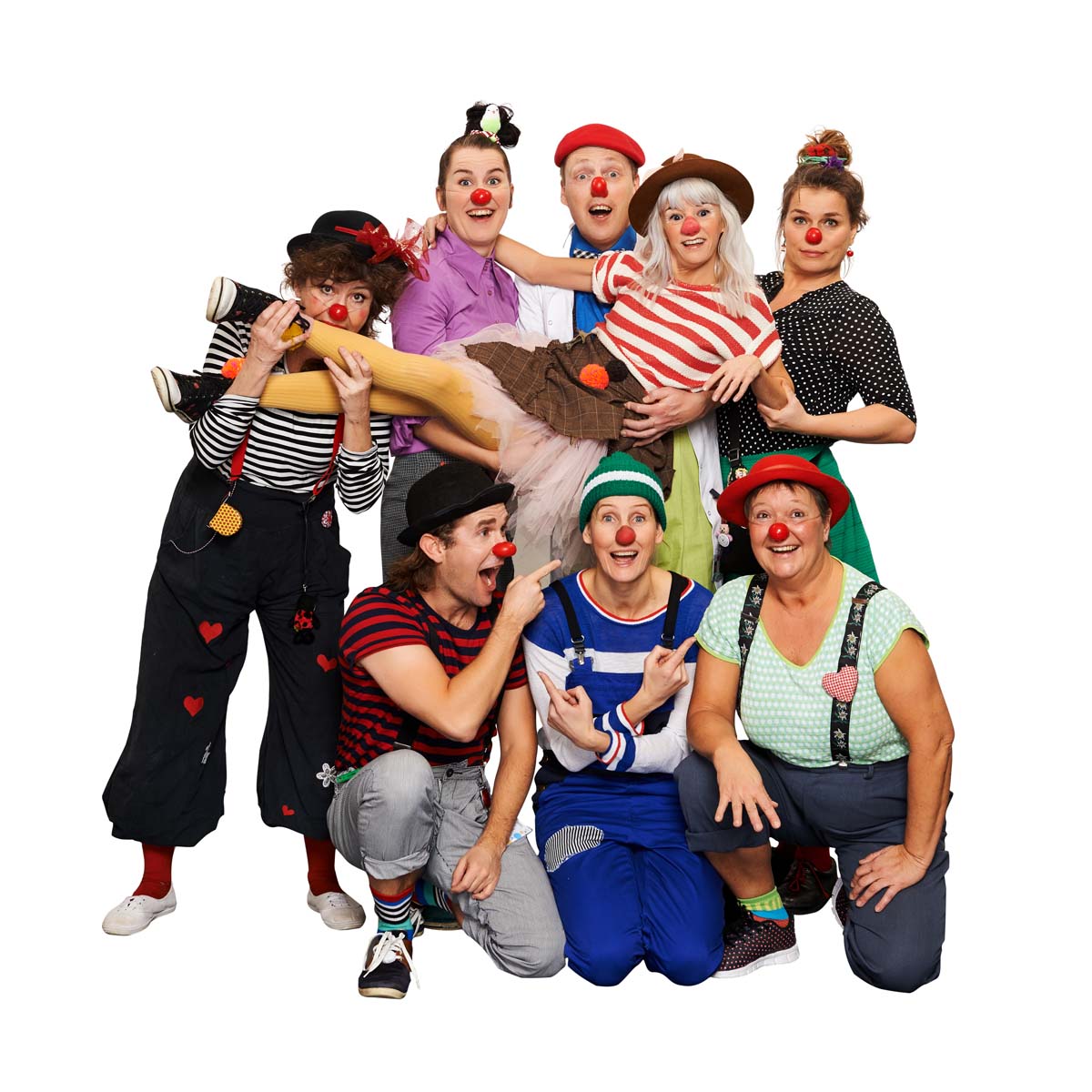 Hospitalsklovnene Pip, Makaroni, Baglæns, Elmer, Ruth, Dr. Dulle, Basta Fandango